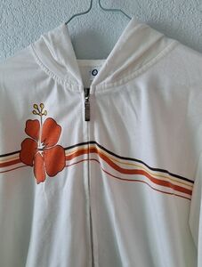 White Hawaiian Floral Zip-Up Hoodie